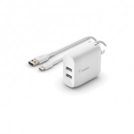 Φορτιστής Belkin Boost Charge Dual USB-A Wall Charger 24W + USB-C Cable White