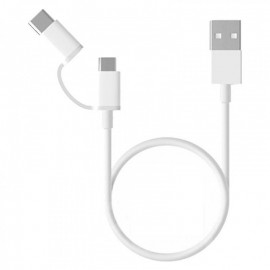 Data Cable Xiaomi 2in1 USB to micro USB + USB-C White 1.0m