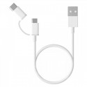 Data Cable Xiaomi 2in1 USB to micro USB + USB-C White 1.0m