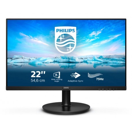  Monitor PHILIPS 222V8LA/00 21.5 ", VA, 1920x1080, 4 ms, 75 Hz, Flat screen