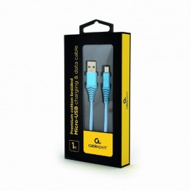 Data Cable Cablexpert USB 2.0 to Micro USB 1m Cotton Braided Turquoise