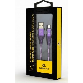 Data Cable Cablexpert USB 2.0 to Micro USB 1m Cotton Braided Purple