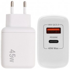 Φορτιστής Lamtech USB-A/USB-C 45W Quick Charge 3.0 3A White