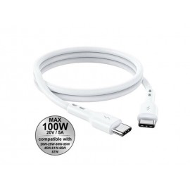 Data Cable Lamtech USB-C 2.0 to USB-C 2.0 100W Fast Charge 1m White