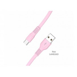 Data Cable Lamtech USB 2.0 to USB-C Flat 1m Pink