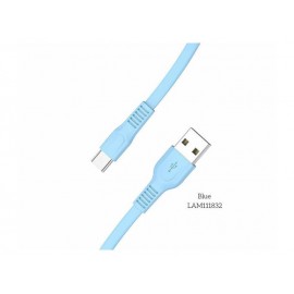 Data Cable Lamtech USB 2.0 to USB-C Flat 1m Blue