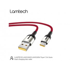 Data Cable Lamtech USB 2.0 to USB-C 5A 1.2m Red