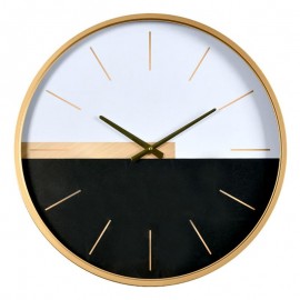 Ρολόι Τοίχου Μαύρο/Λευκό/Χρυσό Μέταλλο/MDF 60x60x6cm