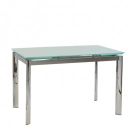 Τραπέζι Επεκτεινόμενο BOTEV Αμμοβολή/Χρώμιο Γυαλί/Μέταλλο 120+60x80x75cm