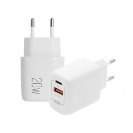 Φορτιστής Lamtech USB-A/USB-C 20W Quick Charge 3.0 3A White
