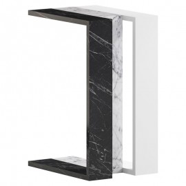 Βοηθητικό τραπέζι Muju pakoworld σε 3 χρώματα μαύρο μαρμάρου-λευκό μαρμάρου-λευκό 40x30x57εκ