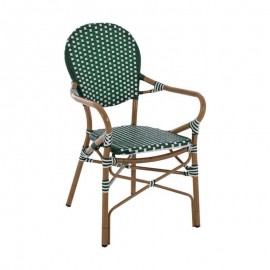 Καρέκλα Κήπου BOALI Πράσινο/Λευκό Μπαμπού/Ύφασμα 57x58x85cm