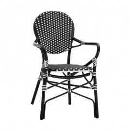 Καρέκλα Κήπου BOALI Μαύρο/Λευκό Μπαμπού/Ύφασμα 57x58x85cm