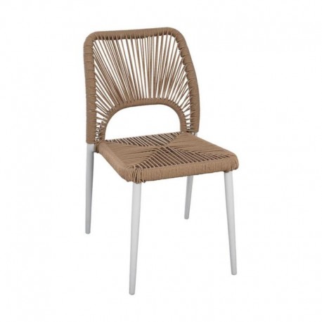 Καρέκλα Κήπου TINKISSO Λευκό/Φυσικό Αλουμίνιο/Rattan 45x63x82cm