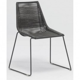 Καρέκλα Κήπου DERNA Μαύρο/Φυσικό Αλουμίνιο/Rattan 57x59x80cm