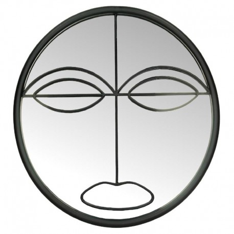 Καθρέπτης Πρόσωπο Μαύρο Μέταλλο 37x3x37cm