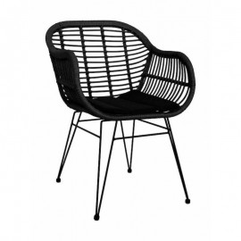 Καρέκλα Κήπου ACTORIUS Μαύρο Μέταλλο/Rattan 57x53x81cm