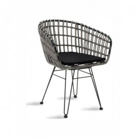 Καρέκλα Κήπου ATRIUS Γκρι/Μαύρο Μέταλλο/Rattan 61x57x80cm