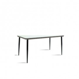 Τραπέζι Κήπου AMPIUS Γκρι/Μαύρο Μέταλλο/Rattan/Γυαλί 160x90x73cm