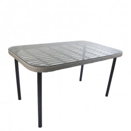Τραπέζι Κήπου AMPLAS Γκρι/Μαύρο Μέταλλο/Rattan/Γυαλί 140x80x73cm