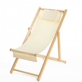 Καρέκλα Πτυσσόμενη TIOMAN Μπεζ Ξύλο/Ύφασμα 123x58x79-92cm