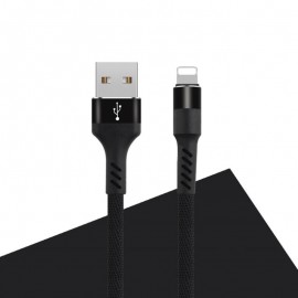 Καλώδιο φόρτισης και μεταφοράς δεδομένων από USB σε Lightning Maxlife 1 μέτρου 2A - μαύρο nylon