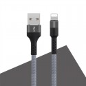 Καλώδιο φόρτισης και μεταφοράς δεδομένων από USB σε Lightning Maxlife 1 μέτρου 2A - γκρι nylon