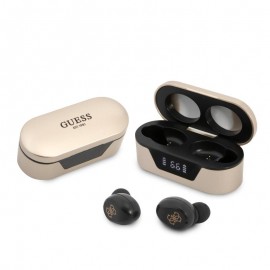 Guess Bluetooth Stereo Headset 5.0 True Wireless Ασύρματα Ακουστικά & θήκη φόρτισης (Gold - GUTWST31ED)