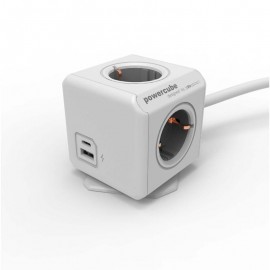 Allocacoc® PowerCube |Extended USB A+C| Πολύπριζο 4 θέσεων & 1xUSB/1xUSB-C - Γκρι - 10435/DEEUAC