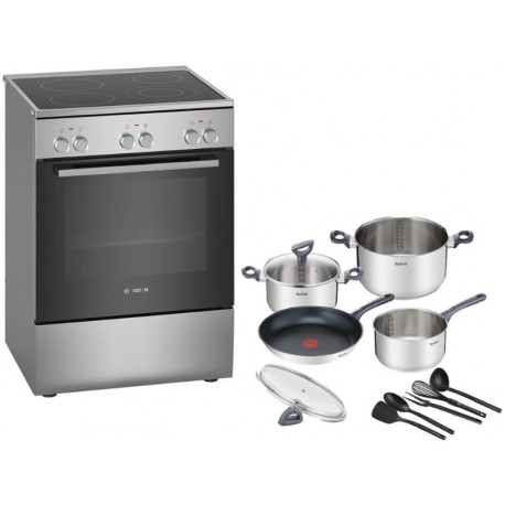 Set Κουζίνα Κεραμική Bosch HKA090150 + Μαγειρικά Σκεύη Tefal G713SB45 11τμχ