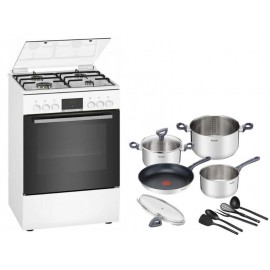 Set Κουζίνα Αερίου Bosch HXN390D20L + Μαγειρικά Σκεύη Tefal G713SB45 11τμχ