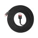 Data Cable Baseus Cafule Nylon Braided Lightning QC3.0 2A 3.0m Black-Red CALKLF-R91