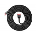 Data Cable Baseus Cafule Nylon Braided Lightning QC3.0 2A 3.0m Black-Red CALKLF-R91