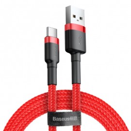 Data Cable Baseus Cafule Braided USB 2.0 USB-C male to USB-A male 1m Red CATKLF-B09