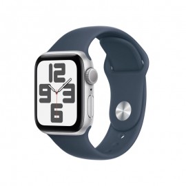 Apple Watch SE 2nd Gen 2023 GPS 40mm M/L Silver Aluminum Case with Storm Blue Sport Band