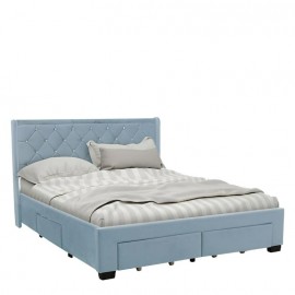 Κρεβάτι Διπλό ANNONA Γαλάζιο Βελούδο (Στρώμα 160x200cm)