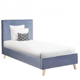 Κρεβάτι Μονό TULIP Σκούρο Γκρι Βελούδο 206x100x110cm (Στρώμα 100x200cm)